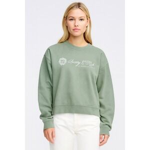 Sporty & Rich Women Crop Green Sweatshirt -‎ Medium